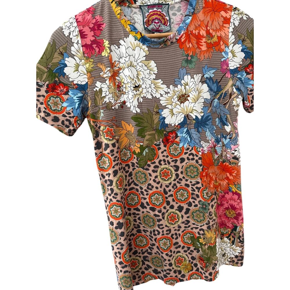 Johnny Was Taylor Leopard Favorite Crewneck Bamboo Short Sleeve Tee Size XXS - Picture 4 of 8